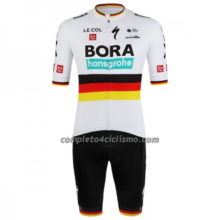 Completo Maglia + Pantaloncino con bretelle 2022 BORA-Hansgrohe Campione Di Germania Manica Corta